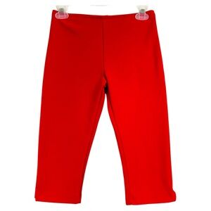 Vtg MGK Ribbed Capri Pants SM Red Retro Pin-Up Stretch Doll Y2K Chic